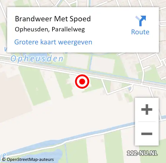 Locatie op kaart van de 112 melding: Brandweer Met Spoed Naar Opheusden, Parallelweg op 15 oktober 2021 15:13