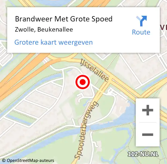 Locatie op kaart van de 112 melding: Brandweer Met Grote Spoed Naar Zwolle, Beukenallee op 15 oktober 2021 15:27