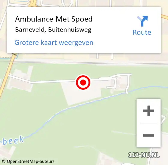 Locatie op kaart van de 112 melding: Ambulance Met Spoed Naar Barneveld, Buitenhuisweg op 15 oktober 2021 15:39