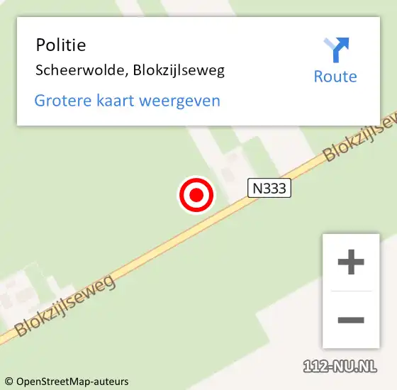 Locatie op kaart van de 112 melding: Politie Scheerwolde, Blokzijlseweg op 15 oktober 2021 15:41