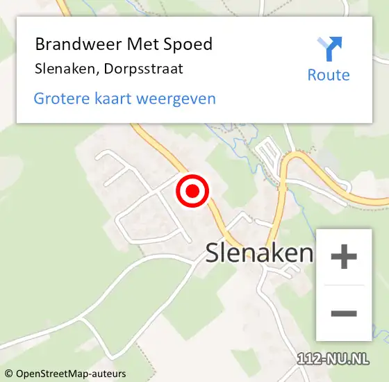 Locatie op kaart van de 112 melding: Brandweer Met Spoed Naar Slenaken, Dorpsstraat op 15 oktober 2021 15:46