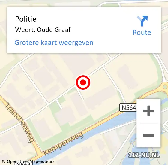 Locatie op kaart van de 112 melding: Politie Weert, Oude Graaf op 15 oktober 2021 15:59