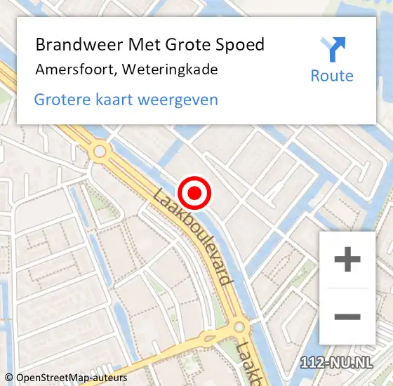 Locatie op kaart van de 112 melding: Brandweer Met Grote Spoed Naar Amersfoort, Weteringkade op 15 oktober 2021 16:24