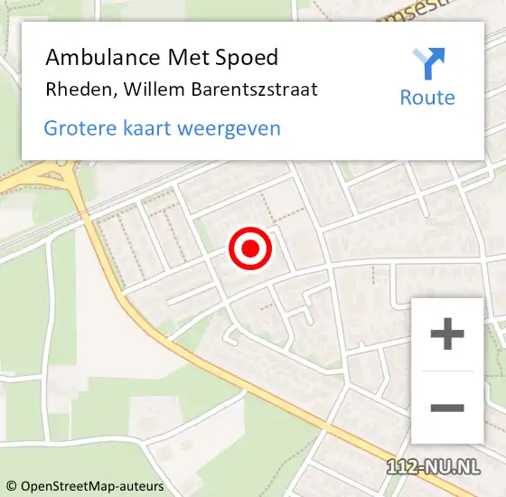 Locatie op kaart van de 112 melding: Ambulance Met Spoed Naar Rheden, Willem Barentszstraat op 15 oktober 2021 16:27