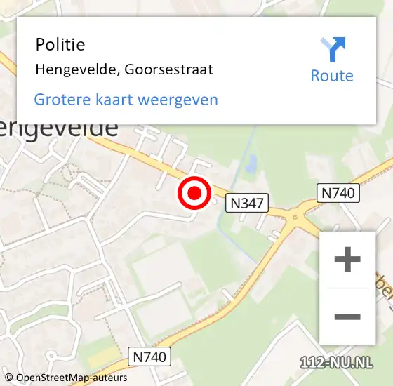 Locatie op kaart van de 112 melding: Politie Hengevelde, Goorsestraat op 15 oktober 2021 16:28