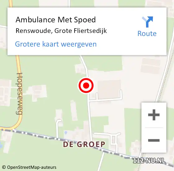 Locatie op kaart van de 112 melding: Ambulance Met Spoed Naar Renswoude, Grote Fliertsedijk op 15 oktober 2021 16:42