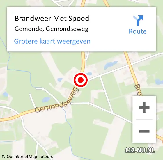 Locatie op kaart van de 112 melding: Brandweer Met Spoed Naar Gemonde, Gemondseweg op 15 oktober 2021 16:52