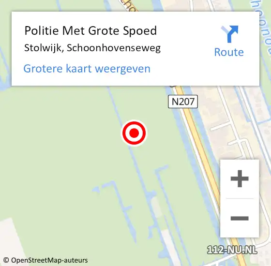 Locatie op kaart van de 112 melding: Politie Met Grote Spoed Naar Stolwijk, Schoonhovenseweg op 15 oktober 2021 16:58