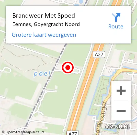 Locatie op kaart van de 112 melding: Brandweer Met Spoed Naar Eemnes, Goyergracht Noord op 15 oktober 2021 17:02