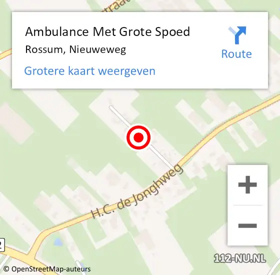 Locatie op kaart van de 112 melding: Ambulance Met Grote Spoed Naar Rossum, Nieuweweg op 15 oktober 2021 17:03