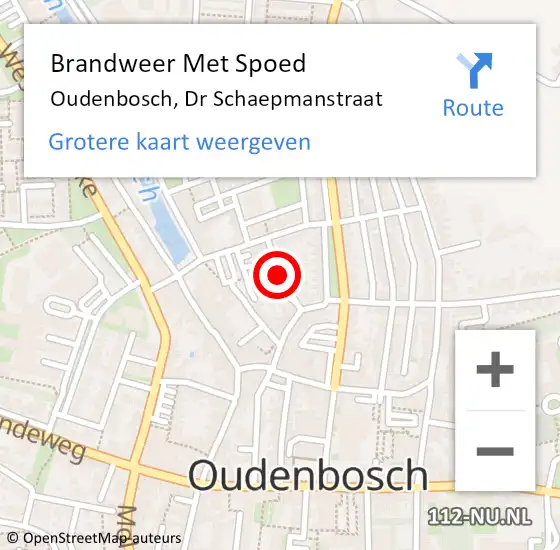 Locatie op kaart van de 112 melding: Brandweer Met Spoed Naar Oudenbosch, Dr Schaepmanstraat op 15 oktober 2021 18:12