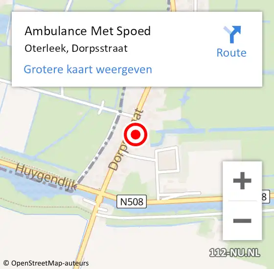 Locatie op kaart van de 112 melding: Ambulance Met Spoed Naar Oterleek, Dorpsstraat op 15 oktober 2021 18:28