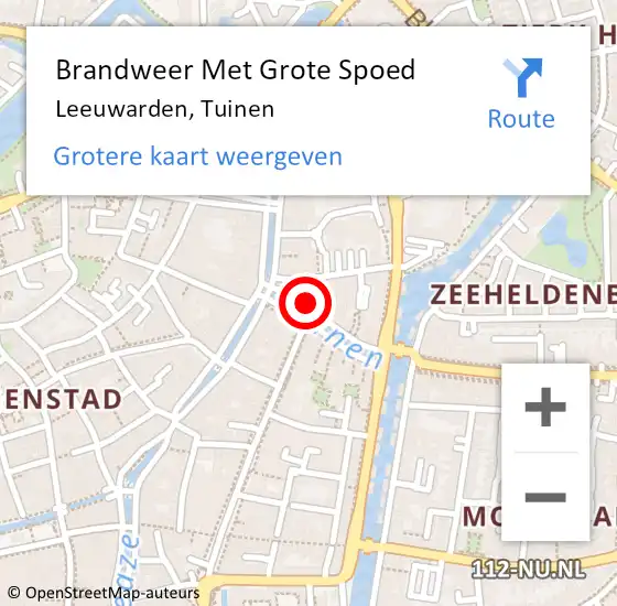 Locatie op kaart van de 112 melding: Brandweer Met Grote Spoed Naar Leeuwarden, Tuinen op 15 oktober 2021 18:52