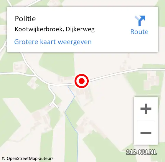 Locatie op kaart van de 112 melding: Politie Kootwijkerbroek, Dijkerweg op 15 oktober 2021 18:59