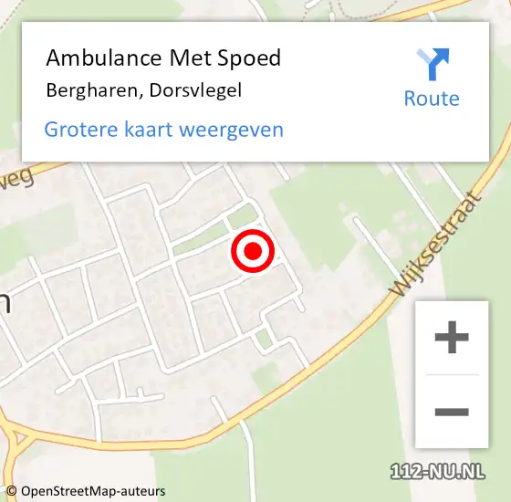 Locatie op kaart van de 112 melding: Ambulance Met Spoed Naar Bergharen, Dorsvlegel op 15 oktober 2021 19:35