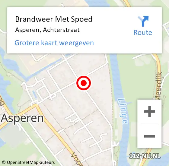 Locatie op kaart van de 112 melding: Brandweer Met Spoed Naar Asperen, Achterstraat op 15 oktober 2021 19:39