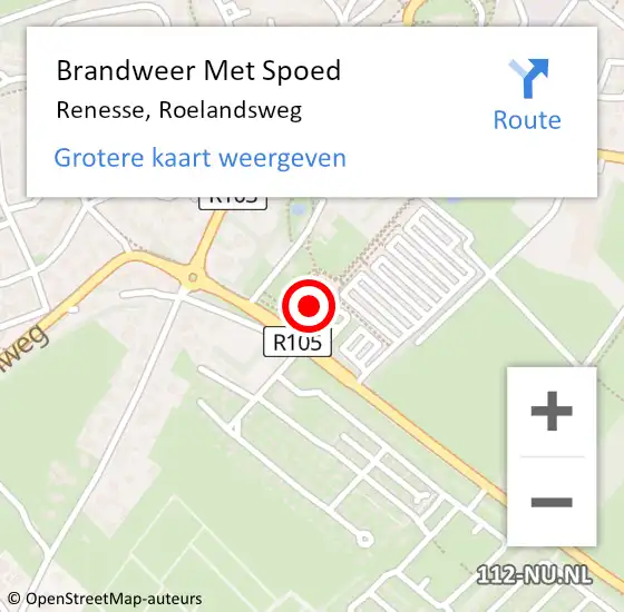 Locatie op kaart van de 112 melding: Brandweer Met Spoed Naar Renesse, Roelandsweg op 15 oktober 2021 20:05
