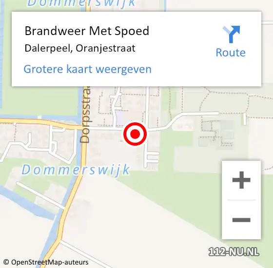 Locatie op kaart van de 112 melding: Brandweer Met Spoed Naar Dalerpeel, Oranjestraat op 15 oktober 2021 20:25