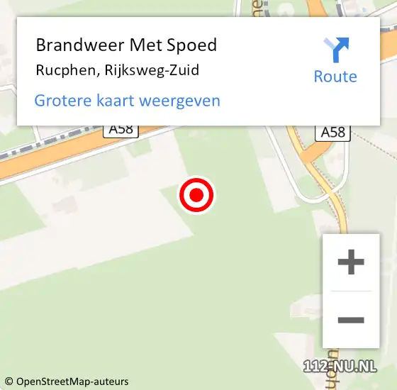 Locatie op kaart van de 112 melding: Brandweer Met Spoed Naar Rucphen, Rijksweg-Zuid op 15 oktober 2021 20:44