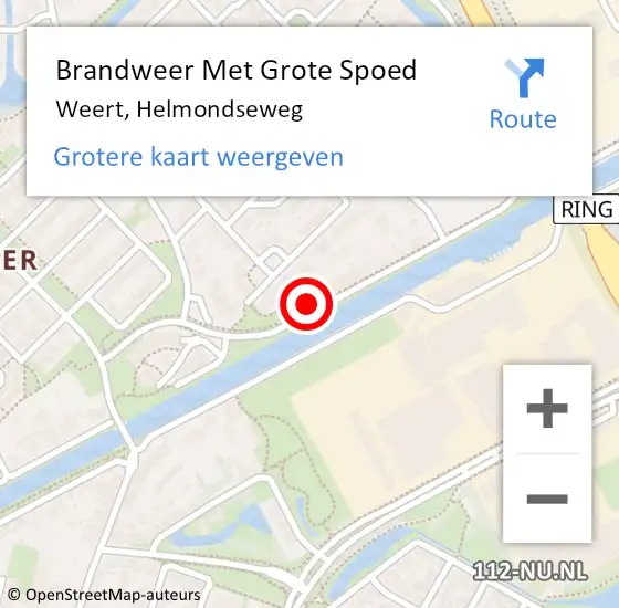 Locatie op kaart van de 112 melding: Brandweer Met Grote Spoed Naar Weert, Helmondseweg op 15 oktober 2021 20:52