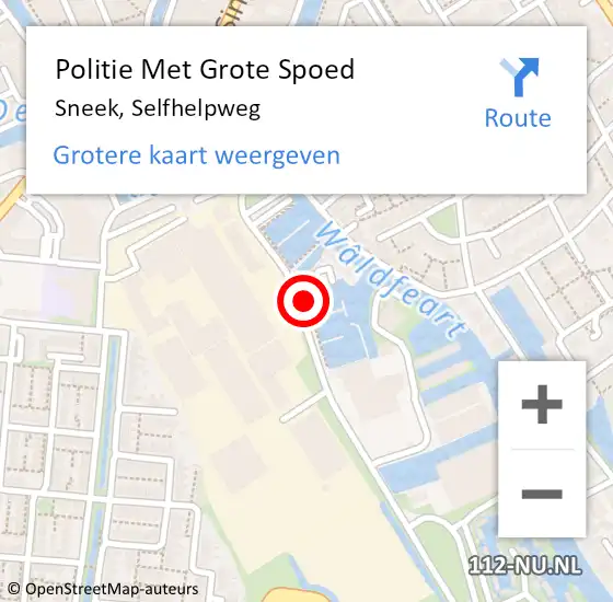 Locatie op kaart van de 112 melding: Politie Met Grote Spoed Naar Sneek, Selfhelpweg op 15 oktober 2021 22:12