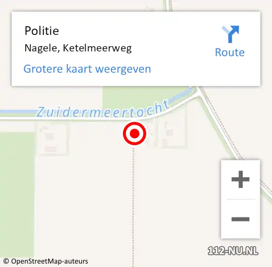 Locatie op kaart van de 112 melding: Politie Nagele, Ketelmeerweg op 15 oktober 2021 22:49