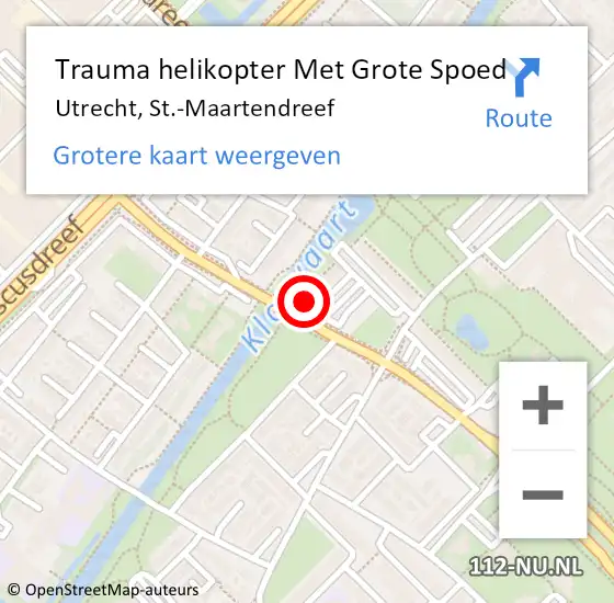 Locatie op kaart van de 112 melding: Trauma helikopter Met Grote Spoed Naar Utrecht, St.-Maartendreef op 15 oktober 2021 22:50