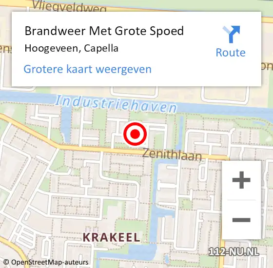 Locatie op kaart van de 112 melding: Brandweer Met Grote Spoed Naar Hoogeveen, Capella op 15 oktober 2021 23:19