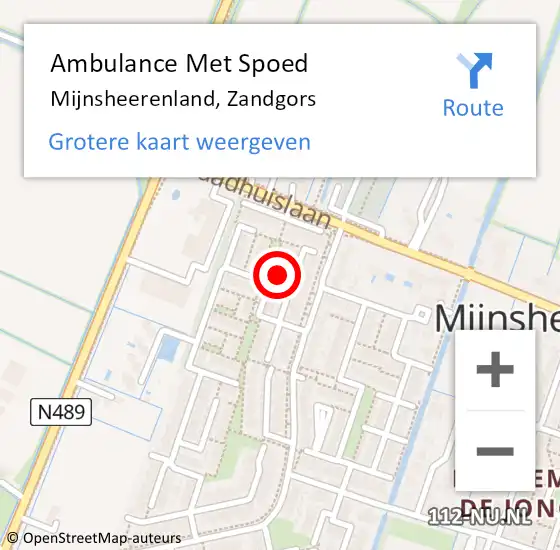 Locatie op kaart van de 112 melding: Ambulance Met Spoed Naar Mijnsheerenland, Zandgors op 15 oktober 2021 23:48