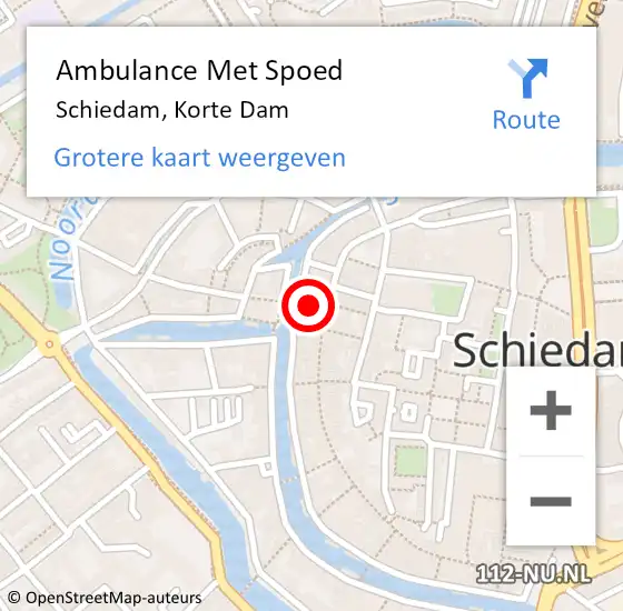 Locatie op kaart van de 112 melding: Ambulance Met Spoed Naar Schiedam, Korte Dam op 16 oktober 2021 00:02