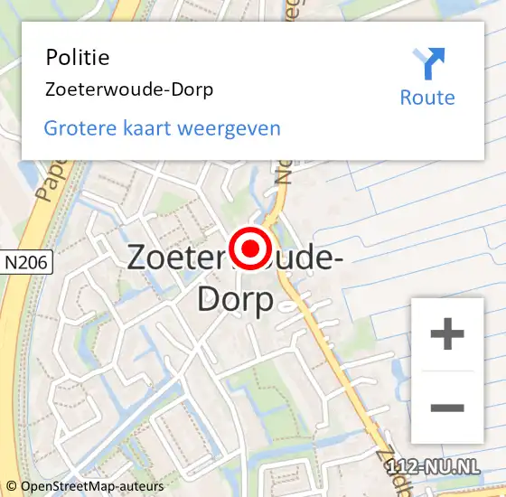 Locatie op kaart van de 112 melding: Politie Zoeterwoude-Dorp op 16 oktober 2021 00:23