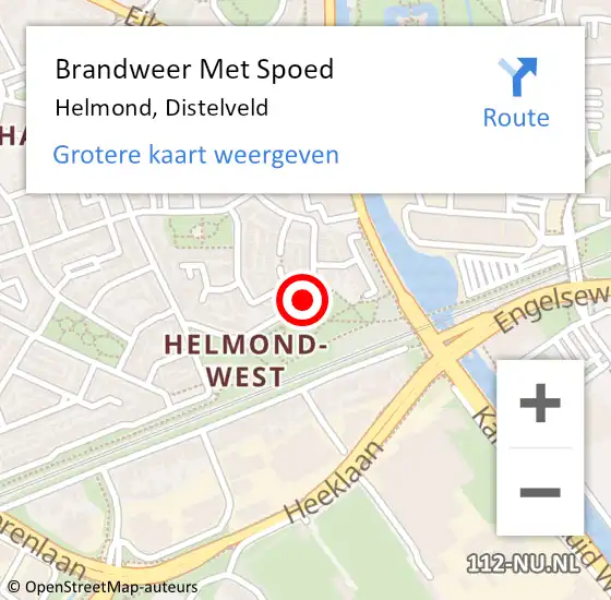 Locatie op kaart van de 112 melding: Brandweer Met Spoed Naar Helmond, Distelveld op 16 oktober 2021 00:26