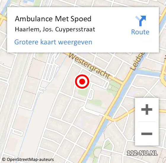 Locatie op kaart van de 112 melding: Ambulance Met Spoed Naar Haarlem, Jos. Cuypersstraat op 16 oktober 2021 00:30