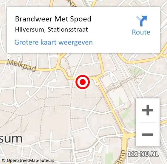 Locatie op kaart van de 112 melding: Brandweer Met Spoed Naar Hilversum, Stationsstraat op 16 oktober 2021 00:32