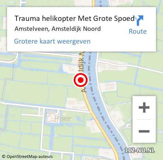 Locatie op kaart van de 112 melding: Trauma helikopter Met Grote Spoed Naar Amstelveen, Amsteldijk Noord op 16 oktober 2021 00:41