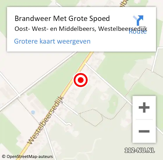 Locatie op kaart van de 112 melding: Brandweer Met Grote Spoed Naar Oost- West- en Middelbeers, Westelbeersedijk op 16 oktober 2021 00:50