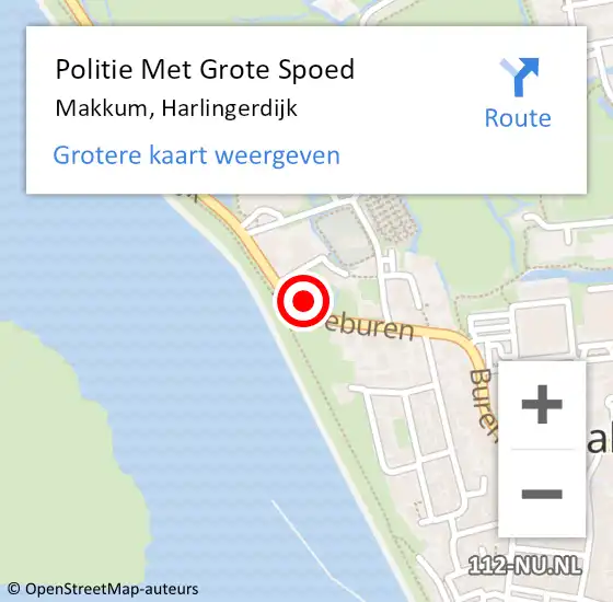Locatie op kaart van de 112 melding: Politie Met Grote Spoed Naar Makkum, Harlingerdijk op 16 oktober 2021 00:58