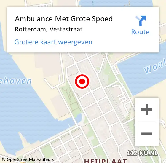 Locatie op kaart van de 112 melding: Ambulance Met Grote Spoed Naar Rotterdam, Vestastraat op 16 oktober 2021 01:05