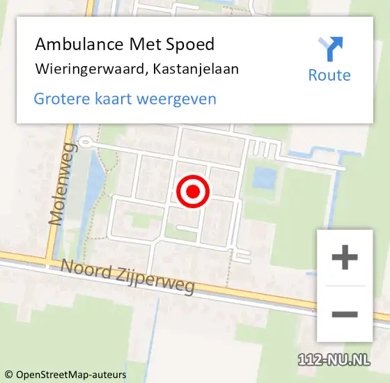 Locatie op kaart van de 112 melding: Ambulance Met Spoed Naar Wieringerwaard, Kastanjelaan op 16 oktober 2021 01:13