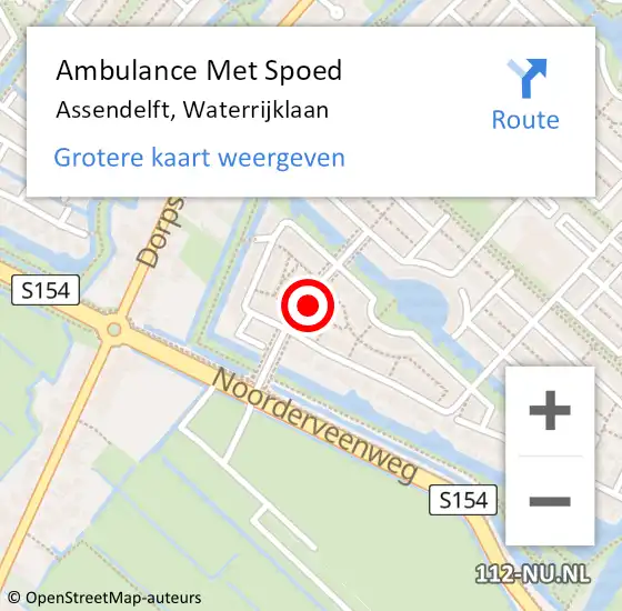 Locatie op kaart van de 112 melding: Ambulance Met Spoed Naar Assendelft, Waterrijklaan op 16 oktober 2021 01:21