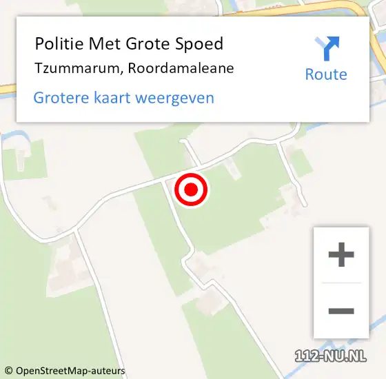 Locatie op kaart van de 112 melding: Politie Met Grote Spoed Naar Tzummarum, Roordamaleane op 16 oktober 2021 01:36