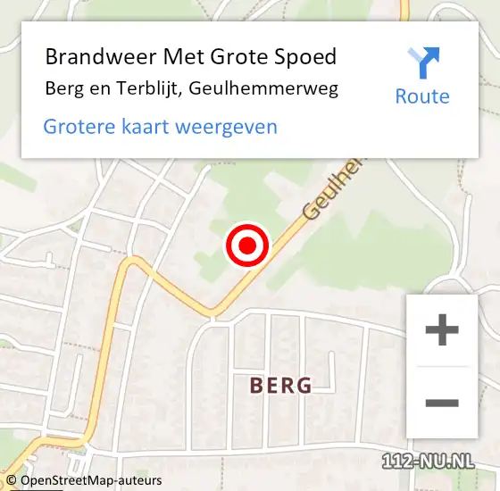 Locatie op kaart van de 112 melding: Brandweer Met Grote Spoed Naar Berg en Terblijt, Geulhemmerweg op 16 oktober 2021 01:38