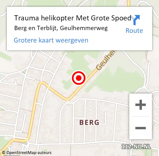 Locatie op kaart van de 112 melding: Trauma helikopter Met Grote Spoed Naar Berg en Terblijt, Geulhemmerweg op 16 oktober 2021 01:40