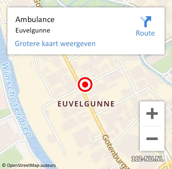 Locatie op kaart van de 112 melding: Ambulance Euvelgunne op 6 oktober 2013 11:09