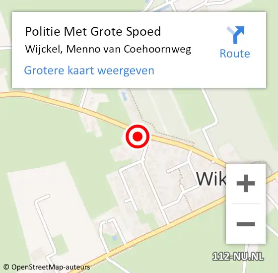 Locatie op kaart van de 112 melding: Politie Met Grote Spoed Naar Wijckel, Menno van Coehoornweg op 16 oktober 2021 01:55