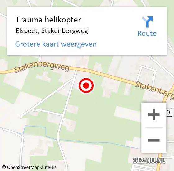 Locatie op kaart van de 112 melding: Trauma helikopter Elspeet, Stakenbergweg op 16 oktober 2021 02:07