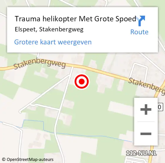 Locatie op kaart van de 112 melding: Trauma helikopter Met Grote Spoed Naar Elspeet, Stakenbergweg op 16 oktober 2021 02:07