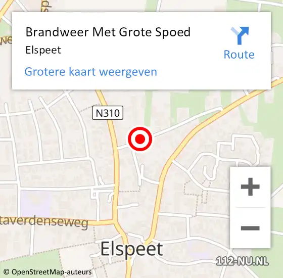 Locatie op kaart van de 112 melding: Brandweer Met Grote Spoed Naar Elspeet op 16 oktober 2021 02:09