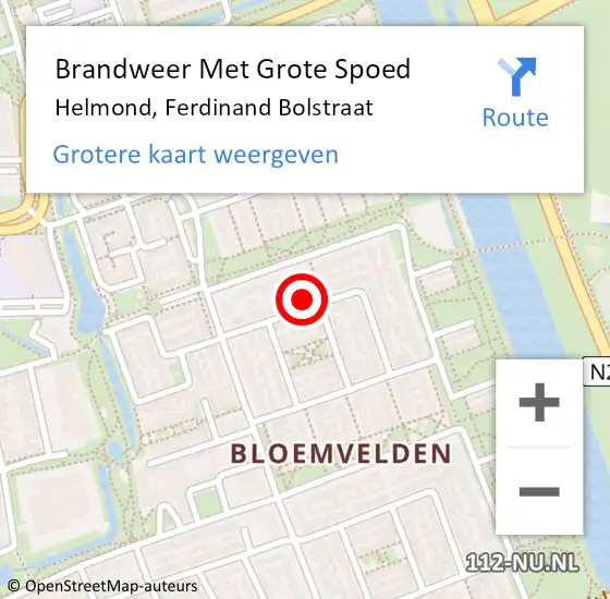 Locatie op kaart van de 112 melding: Brandweer Met Grote Spoed Naar Helmond, Ferdinand Bolstraat op 16 oktober 2021 02:14