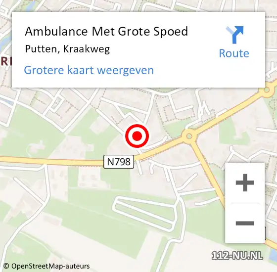 Locatie op kaart van de 112 melding: Ambulance Met Grote Spoed Naar Putten, Kraakweg op 16 oktober 2021 02:27